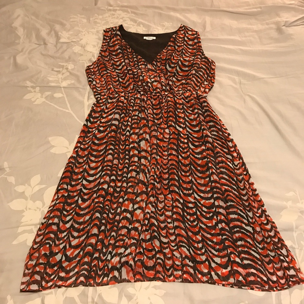 Chaus Red and Black Midi Dress